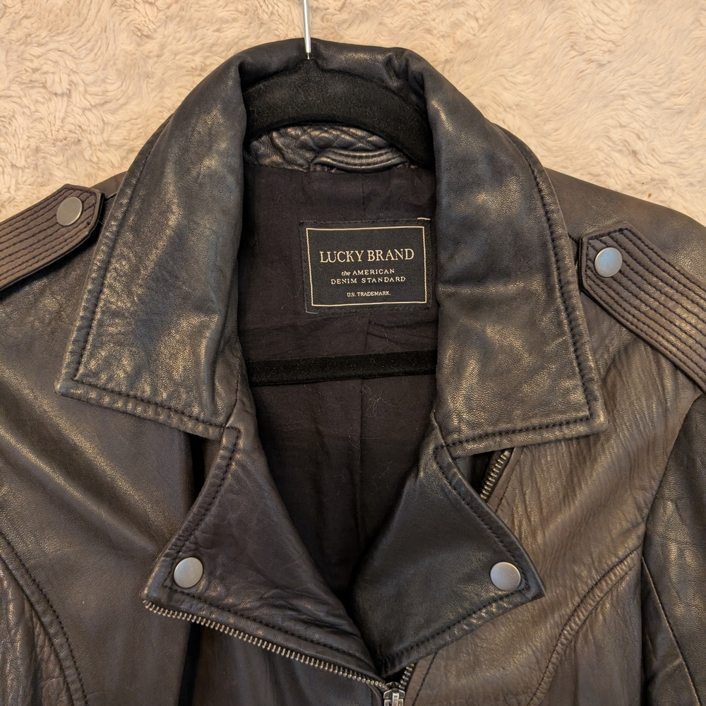 Lucky Brand Black Leather Jacket - Picture 3 of 7